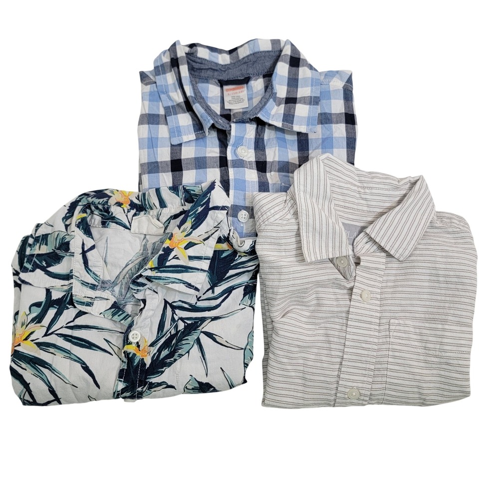 Boys Lot 3 Short Sleeve Button Down Shirts Gymboree Childrens Place L 10-12